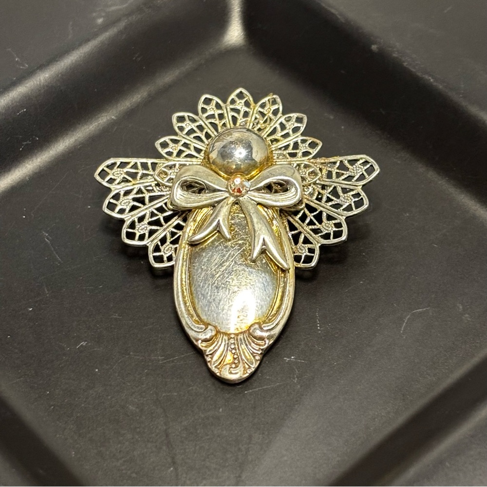 Vintage Handcrafted/Repurposed silverware Angel brooch & pendant
